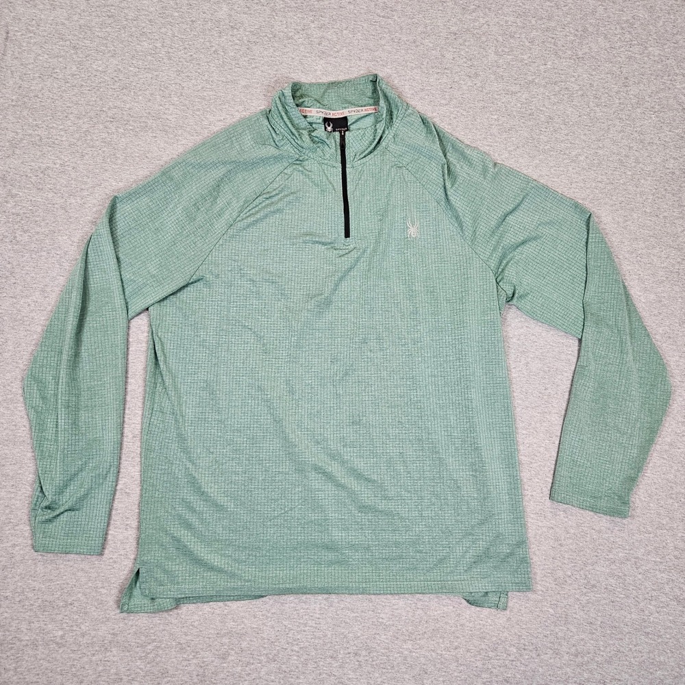Spyder Active Mens XL Green ProW-B Quarter Zip Grid Pullover SPM840U